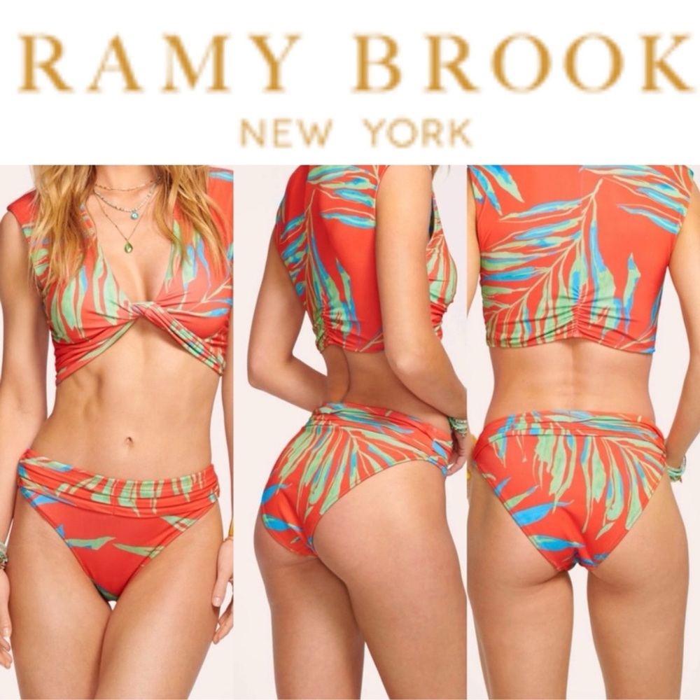 NWOT Printed Ivo High Rise Bikini Bottom Red Leaf SizeXS $108